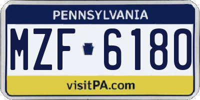 PA license plate MZF6180