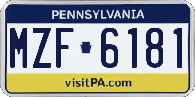 PA license plate MZF6181