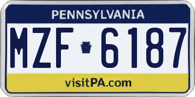 PA license plate MZF6187