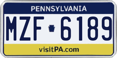PA license plate MZF6189