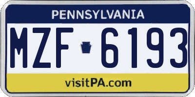 PA license plate MZF6193
