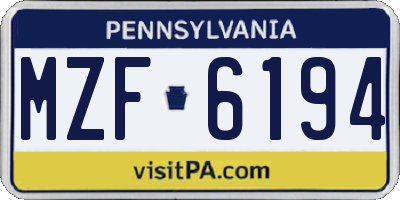 PA license plate MZF6194