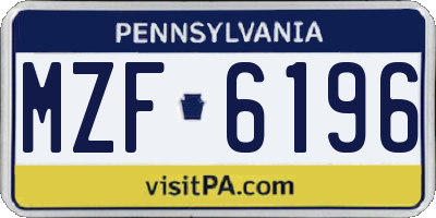 PA license plate MZF6196