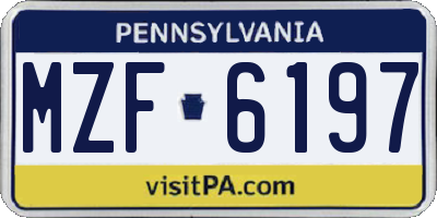 PA license plate MZF6197