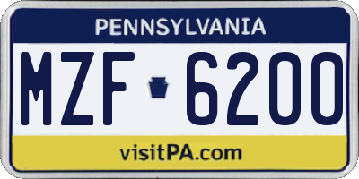 PA license plate MZF6200