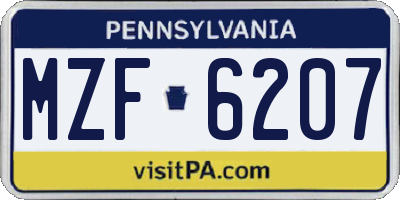 PA license plate MZF6207