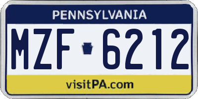 PA license plate MZF6212
