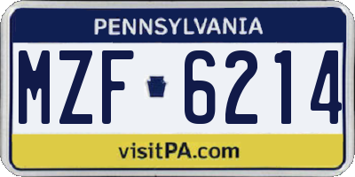 PA license plate MZF6214