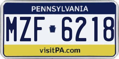 PA license plate MZF6218