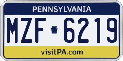 PA license plate MZF6219
