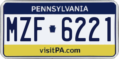 PA license plate MZF6221