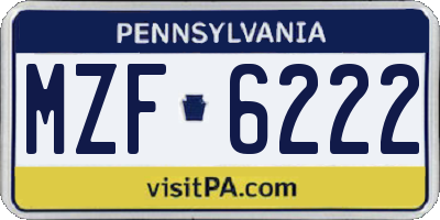 PA license plate MZF6222
