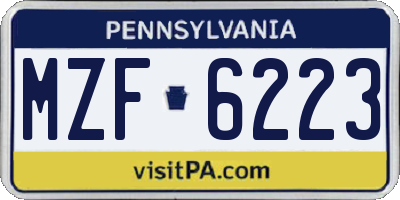 PA license plate MZF6223
