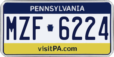 PA license plate MZF6224