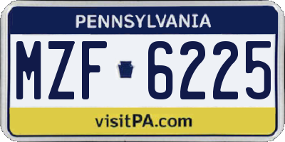 PA license plate MZF6225