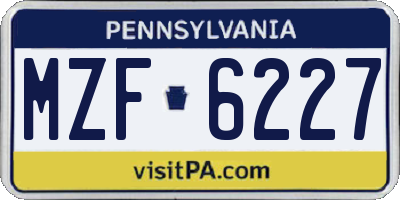 PA license plate MZF6227