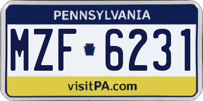 PA license plate MZF6231
