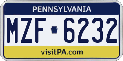 PA license plate MZF6232
