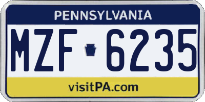 PA license plate MZF6235