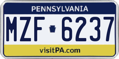 PA license plate MZF6237