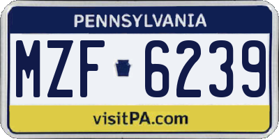 PA license plate MZF6239