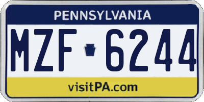 PA license plate MZF6244