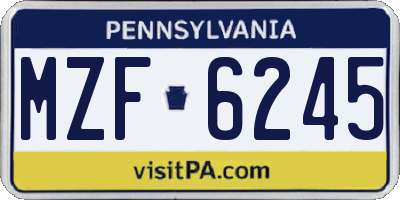 PA license plate MZF6245