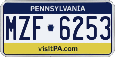 PA license plate MZF6253