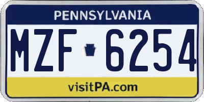 PA license plate MZF6254