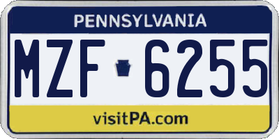 PA license plate MZF6255
