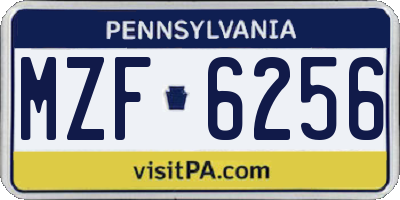 PA license plate MZF6256