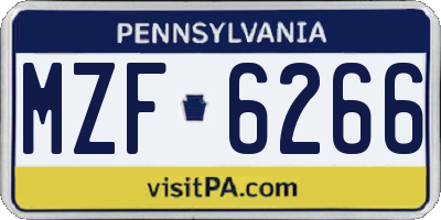 PA license plate MZF6266