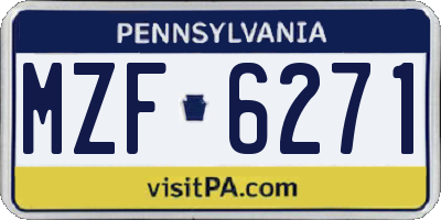 PA license plate MZF6271
