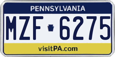 PA license plate MZF6275