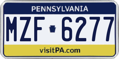 PA license plate MZF6277