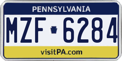 PA license plate MZF6284