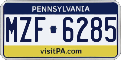 PA license plate MZF6285