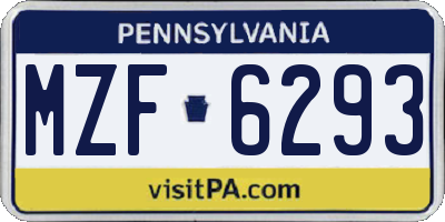 PA license plate MZF6293