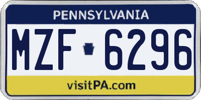 PA license plate MZF6296