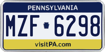 PA license plate MZF6298