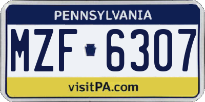 PA license plate MZF6307