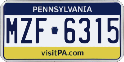 PA license plate MZF6315