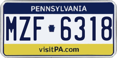 PA license plate MZF6318