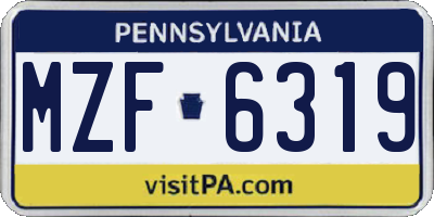 PA license plate MZF6319
