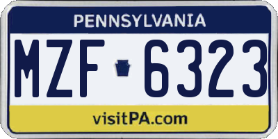 PA license plate MZF6323