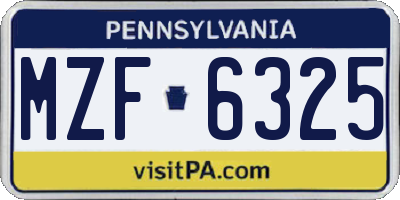 PA license plate MZF6325