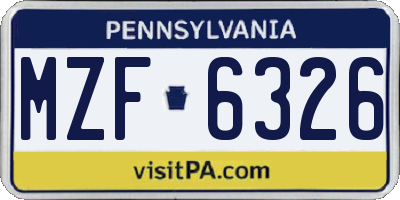 PA license plate MZF6326