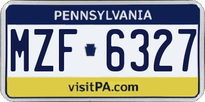 PA license plate MZF6327