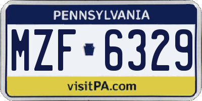 PA license plate MZF6329