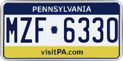 PA license plate MZF6330